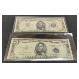 (2) $5 Silver Certificate Notes: 1934, 1953