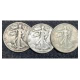 (3) W. Liberty Half Dollars: 1940-S, 43, 44-S