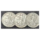 (3) W. Liberty Half Dollars: