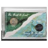 Display w/ 1st & Last S.B. Anthony Dollar Unc.