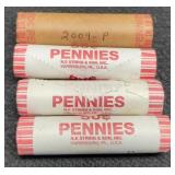(4) Rolls 2009 L. Cents BU "Log Cabin"
