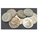 (10) 40% Silver K. Half Dollars