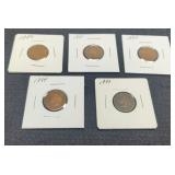 (5) Indian Head Cents: