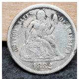 1882 Liberty Seated Dime VF20