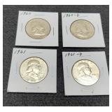 (4) F. Half Dollars: 1960-P&D, 61-P&D