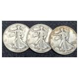 (3) W. Liberty Half Dollars: 1942, 43, 46