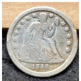 1856 Liberty Seated Dime F12