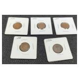 (5) Indian Head Cents: 1886, 87, 88, 89, 90