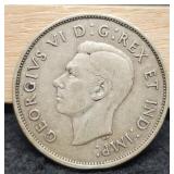 1940 Canada 50 Cents Silver 80%/11.7 G