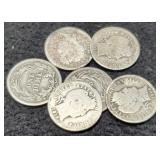 (6) Barber Dimes: 1903, 06-D, 10-D, 11, 12, 14