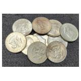 (10) 40% Silver K. Half Dollars