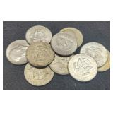 (10) 40% Silver K. Half Dollars