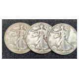 (3) W. Liberty Half Dollars: 1945-P&S, 47-D