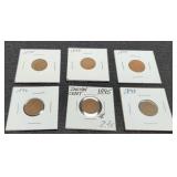 (6) Indian Head Cents:
