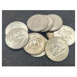 (10) 40% Silver K. Half Dollars