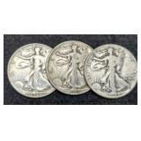 (3) W. Walking Half Dollars: 1943, 44, 46