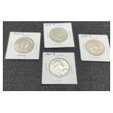 (4) F. Half Dollars: 1954-D, 58-D, 61-D, 63-D
