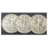 (3) W. Liberty Half Dollars: 1942-P&D, 44-S