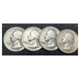 (4) Silver W. Quarters: 1952-S, 53-P,D,S