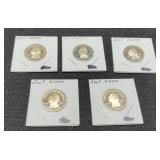 (5) Different 2007-S Silver Proof Quarters