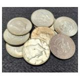 (10) 40% Silver K. Half Dollars