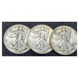 (3) W. Liberty Half Dollars: 1939, 40, 44-D