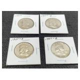 (4) F. Half Dollars: 1950-P&D, 1951-D&S