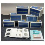 Lot w/ Over 600 2x2 Coin Flips In 7 Sizes &
