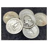 (6) W. Quarters: 1941-S, 42-P,D,S; 43-D&S