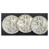 (3) W. Liberty Half Dollars: 1918, 29-D, 42