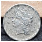 1865 Three Cent First Year Fine Details G4