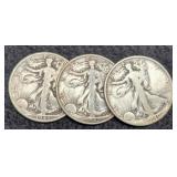 (3) W. Liberty Half Dollars: 1940-S, 42-S, 43
