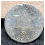 1852 Silver Three Cent