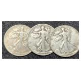 (3) W. Liberty Half Dollars: 1944, 45-P&S
