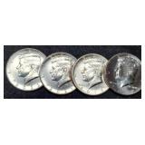 (4) BU Kennedy Half Dollars: 1916, 18, 21, 22