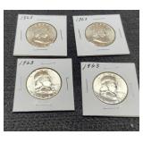 (4) 1963 F. Half Dollars BU