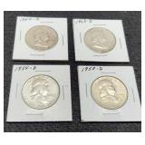 (4) F. Half Dollars: 1952-D, 54-D, 58-D, 63-D