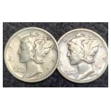 (2) 1945-S M. Dimes: Micro S & Standard