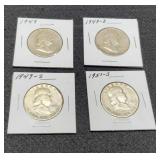 (4) F. Half Dollars: 1949-P,D,S; 51-S