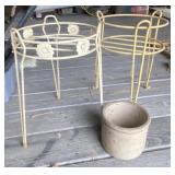 2 - Tripod Planters, Stoneware Crock