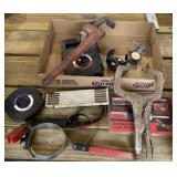 Pipe Wrench, 50' Tape and More