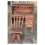 Child's Roll Top Desk and Chair