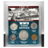 1941 5 Coin Year Set In WW2 Display