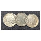 (3) 1936 Buffalo Nickels P,D,S