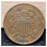 1865 Two Cent w/ WE