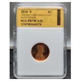 2010-S Slab Proof L. Cent SGS PR70 CAM