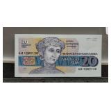 1991 Bulgarian 20 Leva Bank Note Unc.