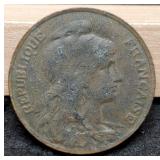 1913 France 10 centimes Bronze Coin