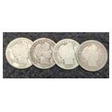 (4) Barber Dimes: 1898, 99, 06-O, 07-O