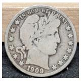 1909-S Barber Half Dollar